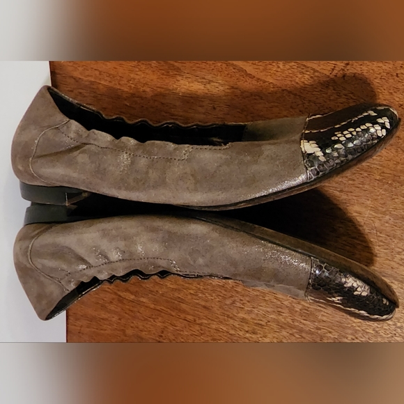 AGL Attilio Giusti Leombruni Bronze leather and reptile flats - Picture 3 of 6